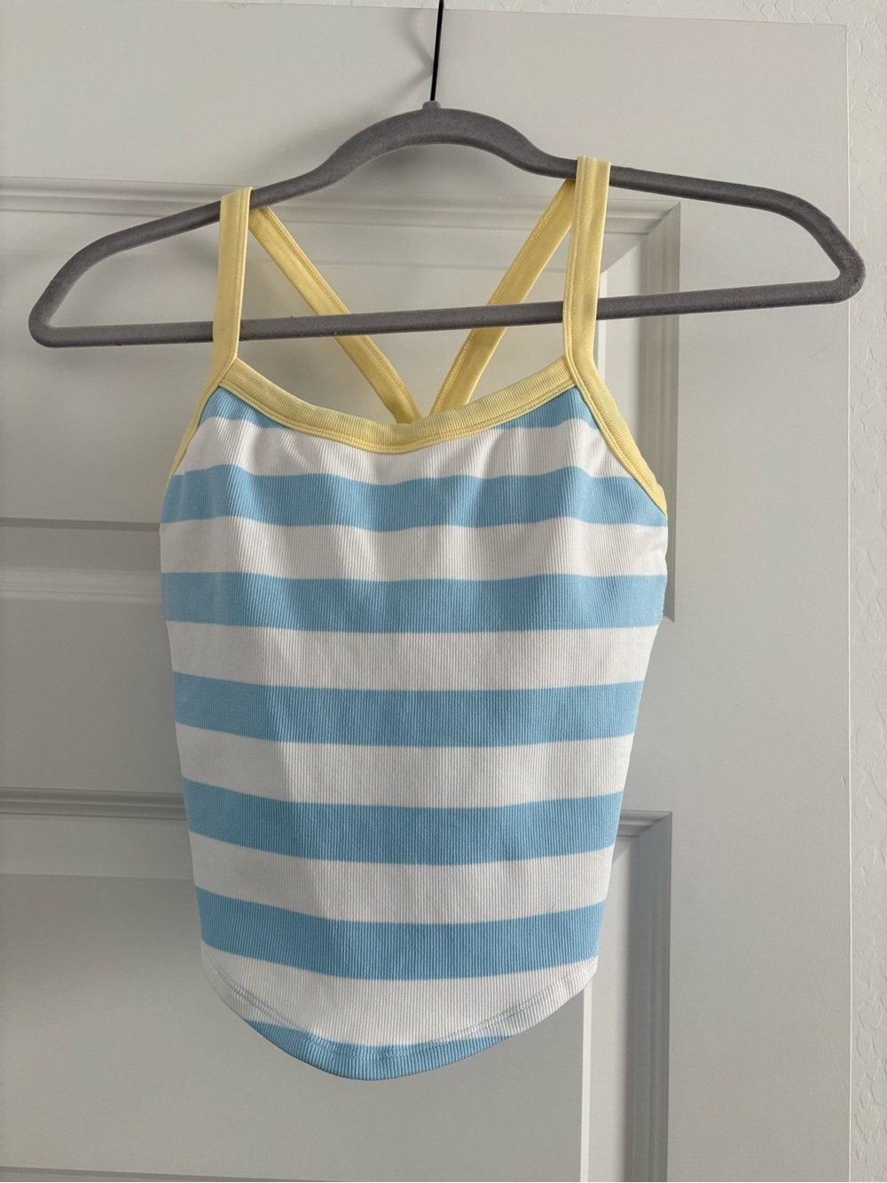 Altar'd State Blue and White Striped Tank with Yellow Trim
